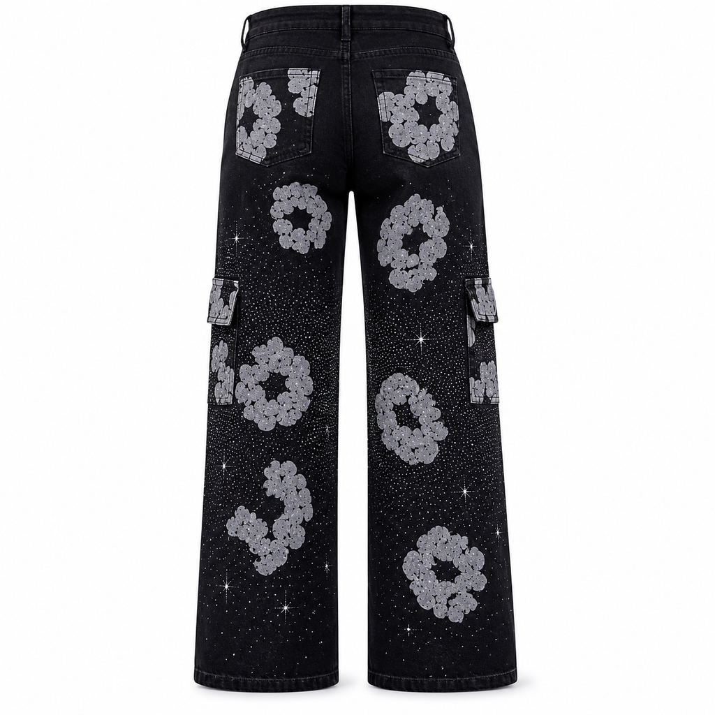 Midnight Crystal Cargo Jeans