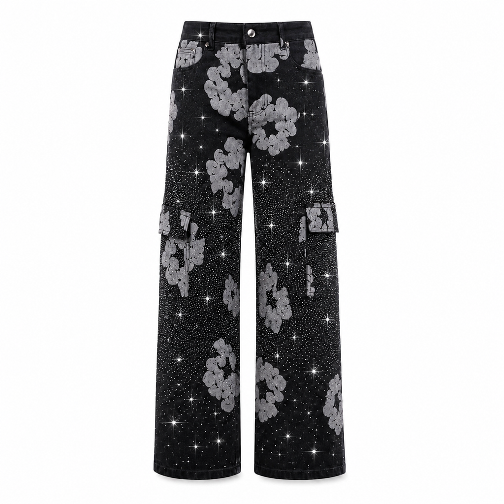 Midnight Crystal Cargo Jeans