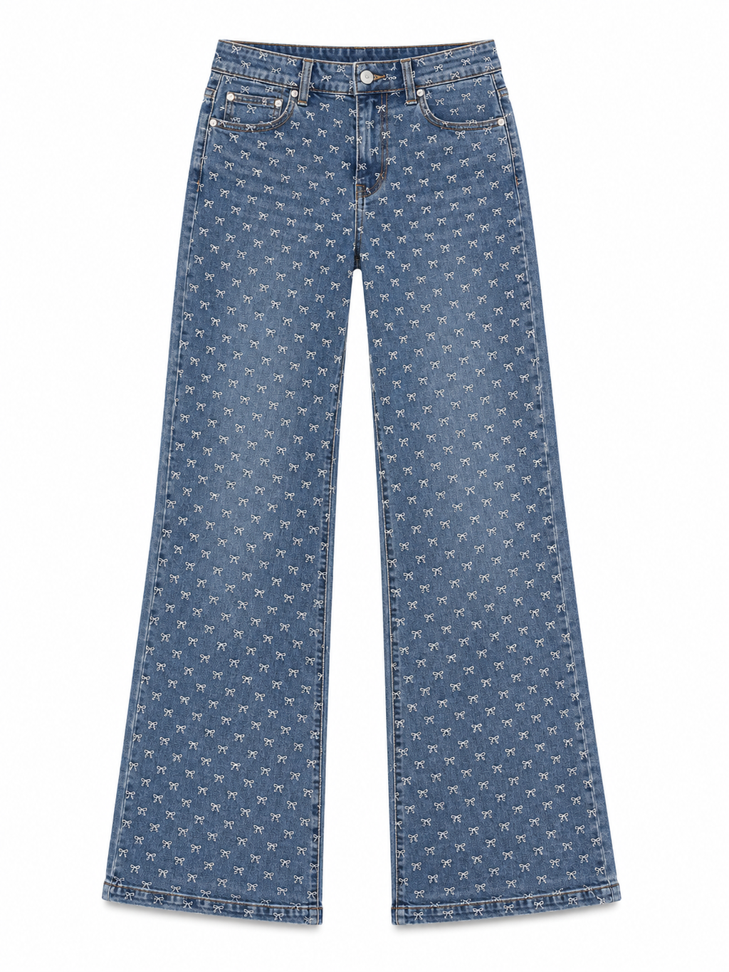 Sweetheart Bow Wide Leg Jeans