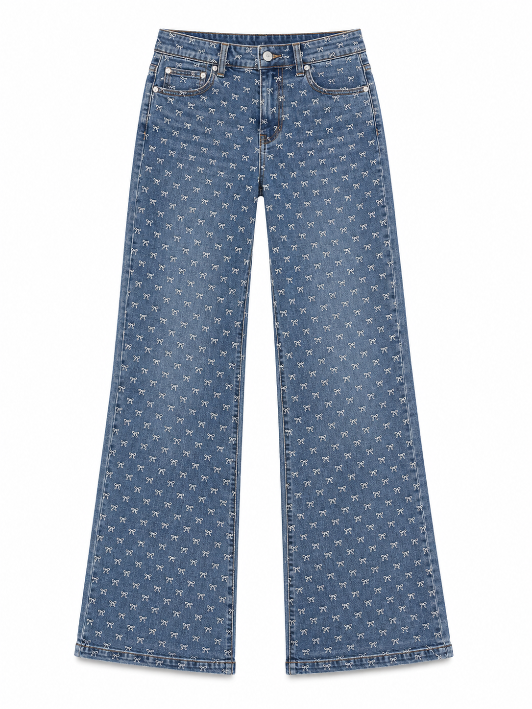 Sweetheart Bow Wide Leg Jeans